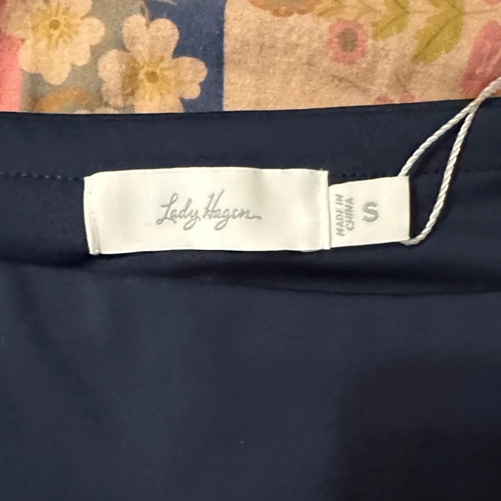 Lady Hagen Navy Floral Golf Skort with White Stripe Accent - Picture 3 of 6